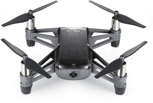 Small Tello quadcopter drone with four propellers, used in the optical-flow obstacle avoidance project